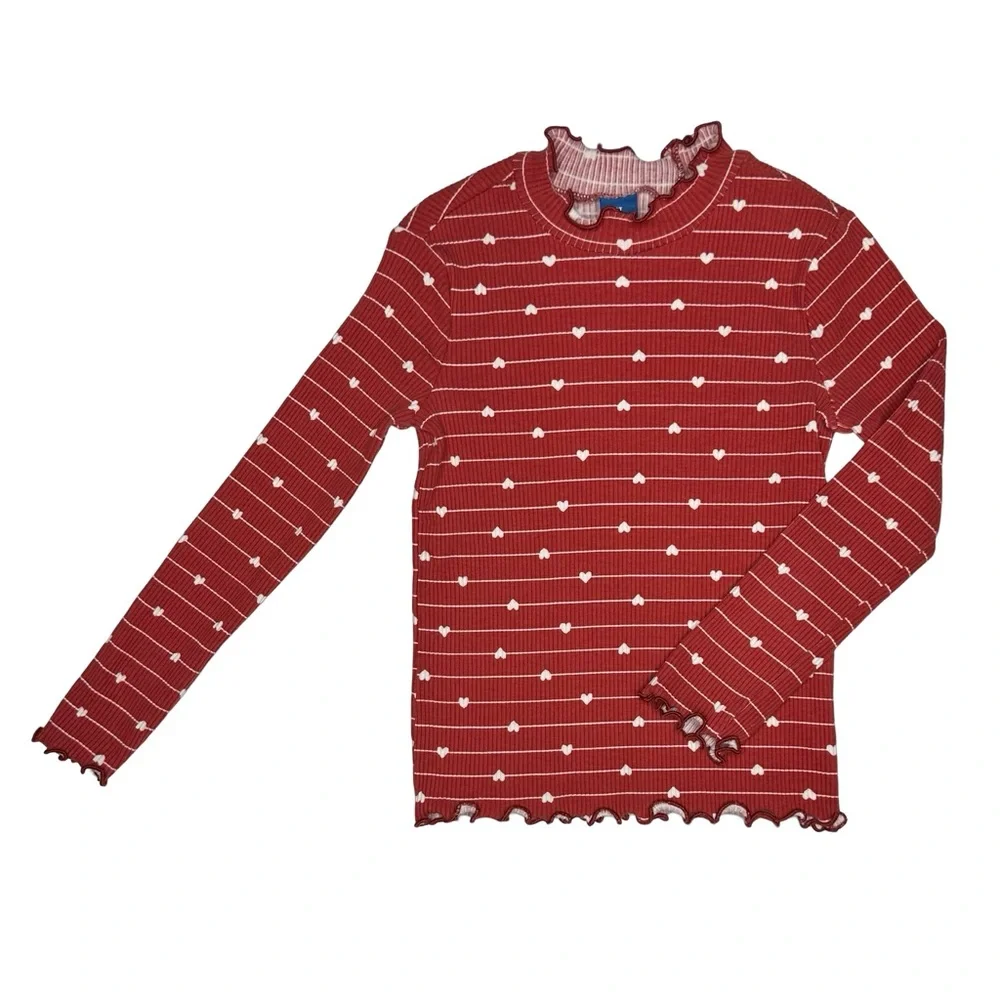 Old Navy Rib-Knit Heart‎ Print Mock-Neck Top